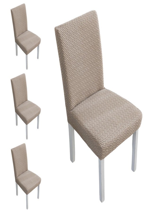 Stlemiko Dining Chair Covers Stretch Seat Covers for Dining Room Chairs Covers Set of 4 Kitchen Chair Slipcover for Home, Hotel, Banquet(Light Coffee,4Pcs-Large) - Image 1